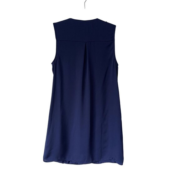LAcademie Navy Sleeveless V-Neck Button Front Mini Shift Dress Size XS Military - Picture 2 of 8